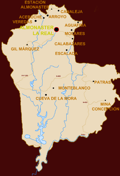 mapa de las Aldeas de Almonaster la Real